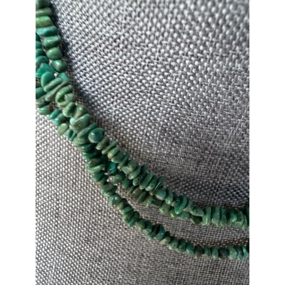 Three-Strand Turquoise Chip Necklace With Silver Clasp - Picture 2 of 6